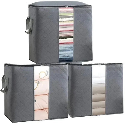 ( Pack OF 4) Grey Bamboo Storage Bag
